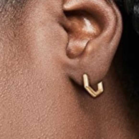 Madewell | Hexagon Mini Hoop Earrings In Vintage Gold New - Picture 3 of 9